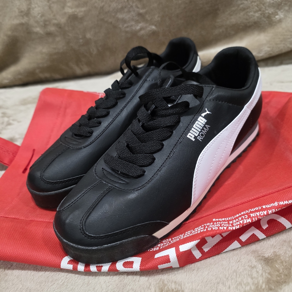 Puma ROMA Black and White Sneakers